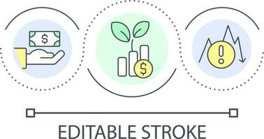 Investment pros and cons loop concept icon. Growing capital. Contribution risks. Money savings abstract idea thin line illustration. Isolated outline drawing. Editable stroke vector