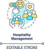 Hospitality management concept icon. Hotel training program abstract idea thin line illustration. Happy visitors. Isolated outline drawing. Editable stroke vector