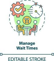 Manage wait times concept icon. Restaurant customer service abstract idea thin line illustration. Keeping visitors happy. Isolated outline drawing. Editable stroke vector