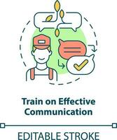 Train on effective communication concept icon. Restaurant customer service skill abstract idea thin line illustration. Isolated outline drawing. Editable stroke vector