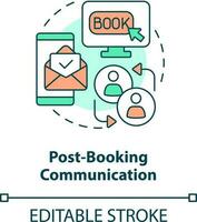 Post-booking communication concept icon. Elevating hotel guest satisfaction abstract idea thin line illustration. Isolated outline drawing. Editable stroke vector