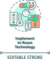 Implement in-room technology concept icon. Maintaining guest satisfaction abstract idea thin line illustration. Automation. Isolated outline drawing. Editable stroke vector