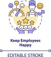 Keep employees happy concept icon. Hotel customer service abstract idea thin line illustration. Reward for performance. Isolated outline drawing. Editable stroke vector