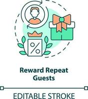 Reward repeat guests concept icon. Elevating guest satisfaction abstract idea thin line illustration. Increase loyalty. Isolated outline drawing. Editable stroke vector