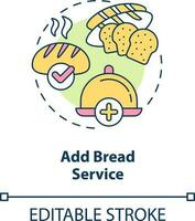 Add bread service concept icon. Improving customer satisfaction abstract idea thin line illustration. Beginning of meal. Isolated outline drawing. Editable stroke vector
