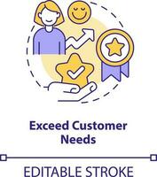 Exceed customer needs concept icon. Customer service tip for hospitality industry abstract idea thin line illustration. Isolated outline drawing. Editable stroke vector