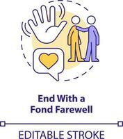 End with fond farewell concept icon. Improving hotel customer service abstract idea thin line illustration. Warm goodbye. Isolated outline drawing. Editable stroke vector