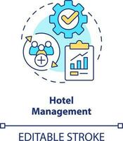 Hotel management concept icon. Hospitality training course abstract idea thin line illustration. Administration, control. Isolated outline drawing. Editable stroke vector