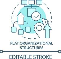 Flat organizational structures turquoise concept icon. Punditized business trend abstract idea thin line illustration. Isolated outline drawing. Editable stroke vector