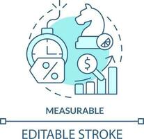 Measurable turquoise concept icon. Tracking campaign. Benefit of direct marketing abstract idea thin line illustration. Isolated outline drawing. Editable stroke vector