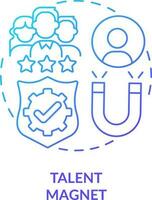 Talent magnet blue gradient concept icon. Safety workplace. Employee attraction. Company reputation abstract idea thin line illustration. Isolated outline drawing vector