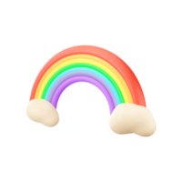 3D Rendering of Rainbow With Clouds. png