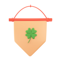 3D Render of Badge or Label With Shamrock Leaf. png