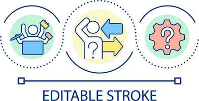 Chaotic work process loop concept icon. Mess and disorder at work. Unorganized process abstract idea thin line illustration. Isolated outline drawing. Editable stroke vector