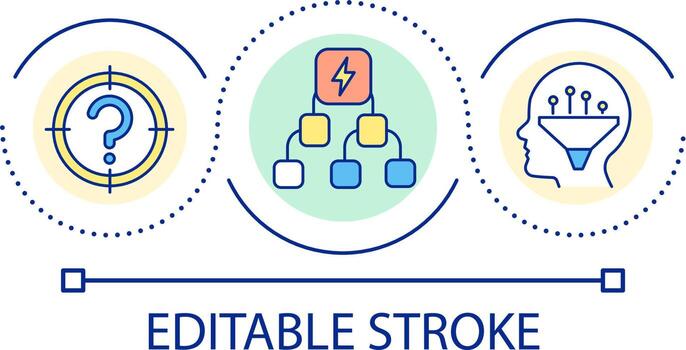 complejo estructura lazo concepto icono. Complicado y desafiante apuntar. considerar diferente hechos resumen idea Delgado línea ilustración. aislado contorno dibujo. editable carrera vector