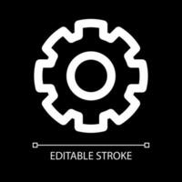 Settings white linear ui icon for dark theme. Device adjustments. Control tool. Vector line pictogram. Isolated user interface symbol for night mode. Editable stroke