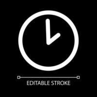 Clock white linear ui icon for dark theme. Working hours. Waiting time. Countdown. Vector line pictogram. Isolated user interface symbol for night mode. Editable stroke