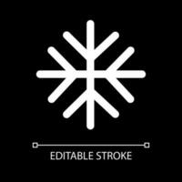 Snow white linear ui icon for dark theme. Winter weather prediction. Snowfall. Vector line pictogram. Isolated user interface symbol for night mode. Editable stroke