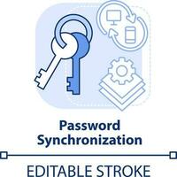 Password synchronization light blue concept icon. Management abstract idea thin line illustration. Sync between systems. Isolated outline drawing. Editable stroke vector