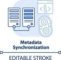 Metadata synchronization light blue concept icon. Directory service abstract idea thin line illustration. Sync elements. Isolated outline drawing. Editable stroke vector