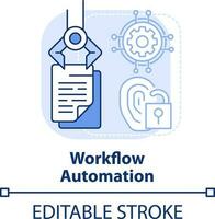 Workflow automation light blue concept icon. Manage identities abstract idea thin line illustration. Business processes. Isolated outline drawing. Editable stroke vector