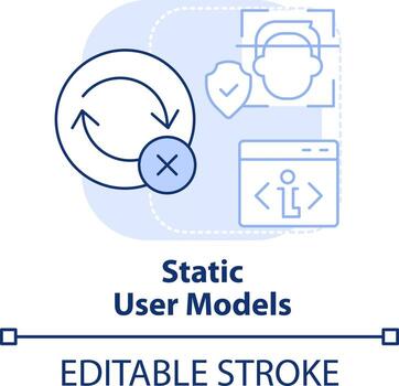 estático usuario modelos ligero azul concepto icono. Interacción resumen idea Delgado línea ilustración. usuario comportamiento modelo. aislado contorno dibujo. editable carrera vector