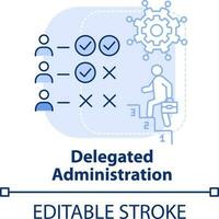Delegated administration light blue concept icon. Different rights of access abstract idea thin line illustration. Isolated outline drawing. Editable stroke vector