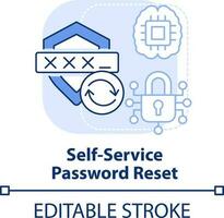 Self-service password reset light blue concept icon. Management abstract idea thin line illustration. Recovery software. Isolated outline drawing. Editable stroke vector