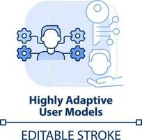 Highly adaptive user models light blue concept icon. Human-computer interaction abstract idea thin line illustration. Isolated outline drawing. Editable stroke vector