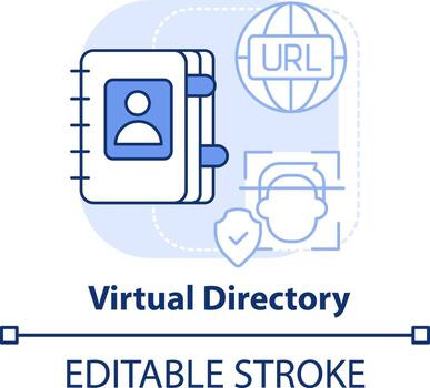 Virtual directory light blue concept icon. Directory service abstract idea thin line illustration. Middleware application. Isolated outline drawing. Editable stroke vector
