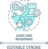 Logic and reasoning turquoise concept icon. Life skills abstract idea thin line illustration. Rational conclusion. Isolated outline drawing. Editable stroke vector