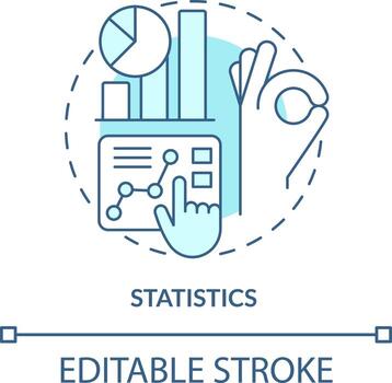 Statistics turquoise concept icon. Interesting skill to learn abstract idea thin line illustration. Analyzing data. Isolated outline drawing. Editable stroke vector