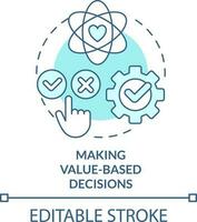 Making value-based decisions turquoise concept icon. Self-management skill abstract idea thin line illustration. Isolated outline drawing. Editable stroke vector