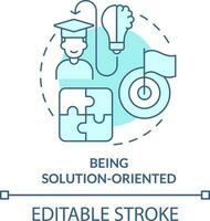 Being solution-oriented turquoise concept icon. Resilience skill abstract idea thin line illustration. Achieving goals. Isolated outline drawing. Editable stroke vector