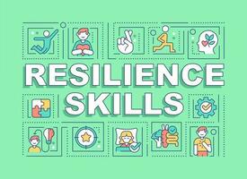 Resilience skills word concepts green banner. Capabilities. Infographics with editable icons on color background. Isolated typography. Vector illustration with text