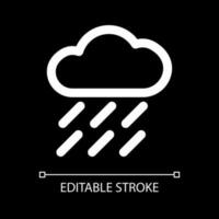 Heavy rain white linear ui icon for dark theme. Weather prediction. Precipitations. Vector line pictogram. Isolated user interface symbol for night mode. Editable stroke