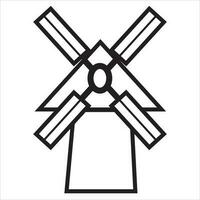 Vector, Image of windmill, Black and white color, with transparent background vector