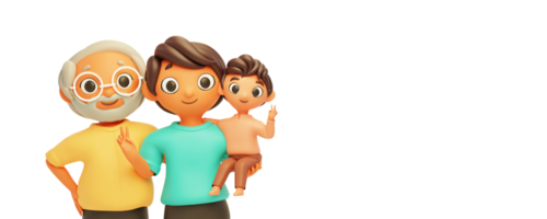 3D Man Holding Son In His Arms And Father. png