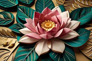 Beautiful craft paper Lotus flowers floral bouquet photo