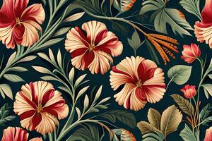 Beautiful hibiscus flowers pattern photo