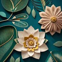 Beautiful craft paper Lotus flowers floral bouquet photo