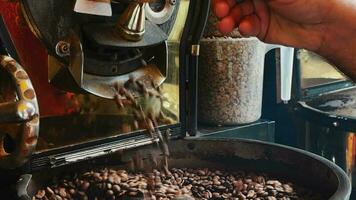 vers aromatisch koffie bonen in roosteren machine video