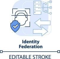 Identity federation light blue concept icon. Identity management abstract idea thin line illustration. Trust domains. Isolated outline drawing. Editable stroke vector