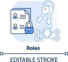 Roles light blue concept icon. Identity management capability abstract idea thin line illustration. Granted authorizations. Isolated outline drawing. Editable stroke vector