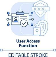 User access function light blue concept icon. Identity management process abstract idea thin line illustration. Isolated outline drawing. Editable stroke vector