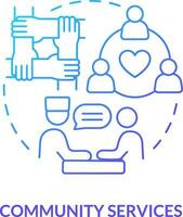 Community services blue gradient concept icon. Group support. Chronic disease comprehensive care plan abstract idea thin line illustration. Isolated outline drawing vector
