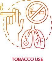 Tobacco use red gradient concept icon. Unhealthy and harmful habit. Chronic disease risk factor abstract idea thin line illustration. Isolated outline drawing vector