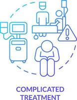 Complicated treatment blue gradient concept icon. Difficult therapy. Chronic care management challenge abstract idea thin line illustration. Isolated outline drawing vector