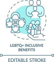 LGBTQ inclusive benefits turquoise concept icon. Corporate standards abstract idea thin line illustration. Isolated outline drawing. Editable stroke vector