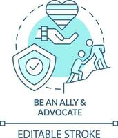 Be ally and advocate turquoise concept icon. Supporting gender identity abstract idea thin line illustration. Isolated outline drawing. Editable stroke vector